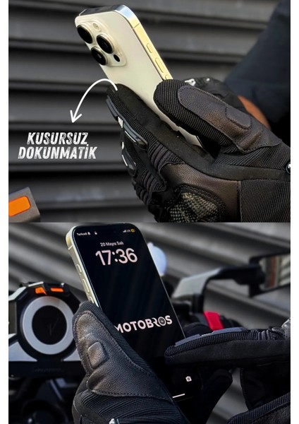 Motosiklet Eldiveni Dokunmatik Motor Eldiven Avuç Içi Korumalı Motorcu Eldiveni Karbon Koruma