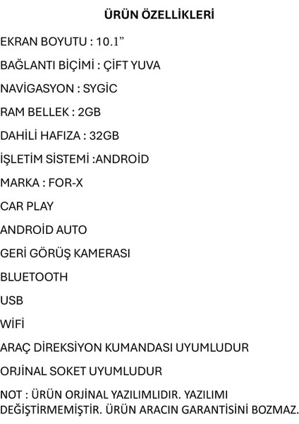 Skoda Superb 2015 Üzeri Uyumlu 10.1" Geri Görüş Kameralı 2/32GB Multimedya
