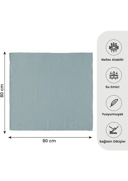 4 Katlı Çok Amaçlı Müslin Örtü & Battaniye Pamuk, Oeko-Teks Sertifikalı 80X80 cm indirimleri