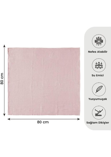 4 Katlı Çok Amaçlı Müslin Örtü & Battaniye Pamuk, Oeko-Teks Sertifikalı 80X80 cm fırsatları
