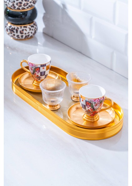 Portofina 2 Kişilik Cam Tepsili Kahve Fincanı Takımı - 90 ml