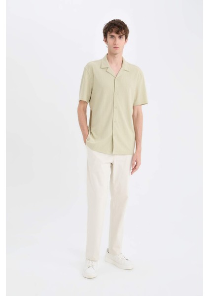 Modern Fit Polo Yaka Dokulu Penye Kısa Kollu Gömlek C4125AX25SM fiyatları