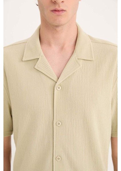 Modern Fit Polo Yaka Dokulu Penye Kısa Kollu Gömlek C4125AX25SM indirimleri