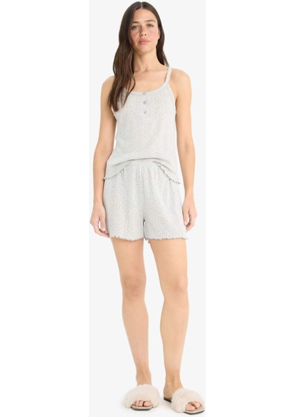 Pijama Takımı Askılı Üst Esnek Belli Şort-Fall in Love E9830AX25SM