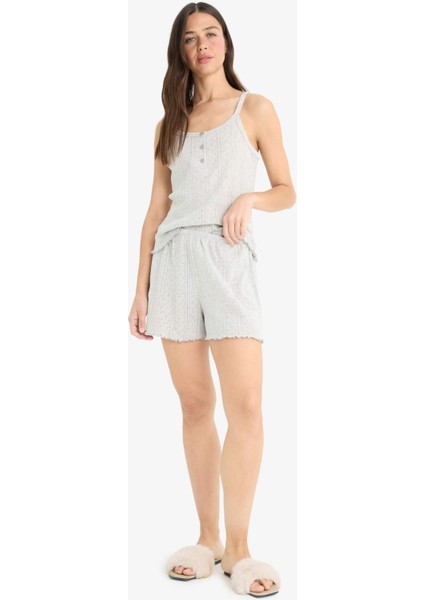 Pijama Takımı Askılı Üst Esnek Belli Şort-Fall in Love E9830AX25SM