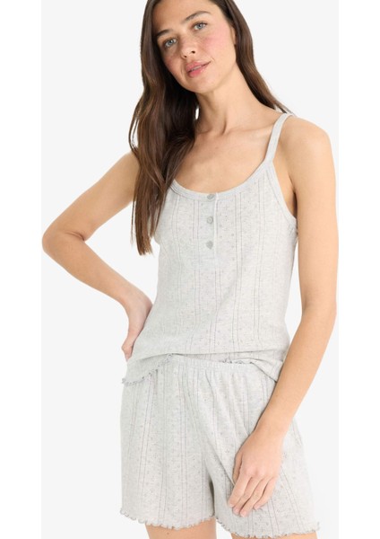 Pijama Takımı Askılı Üst Esnek Belli Şort-Fall in Love E9830AX25SM