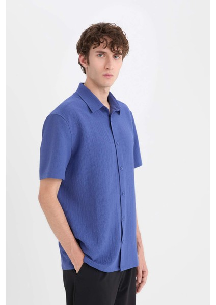 Regular Fit Krinkıl Yazlık Kısa Kollu Gömlek modelleri