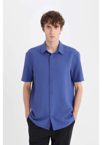 Regular Fit Krinkıl Yazlık Kısa Kollu Gömlek fırsatları