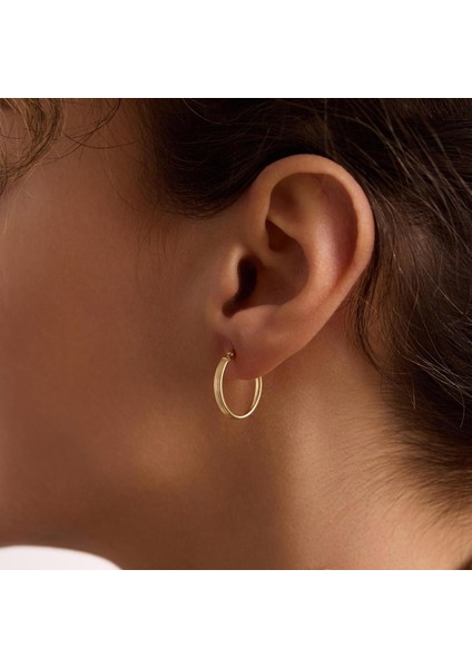 14 Ayar Altın Italyan Çizgi Desenli Halka Küpe 1,4 cm