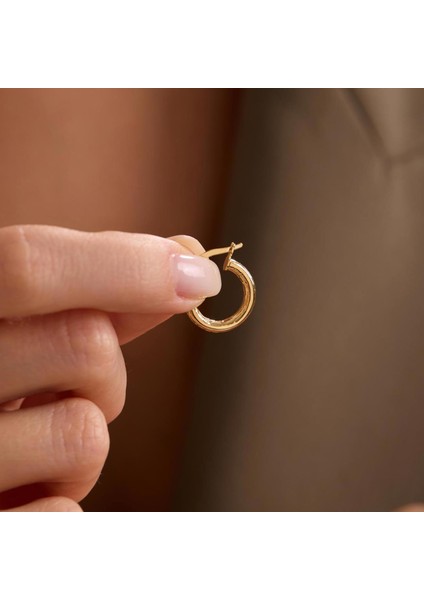 14 Ayar Altın Italyan Çizgi Desenli Halka Küpe 1,4 cm fiyatları