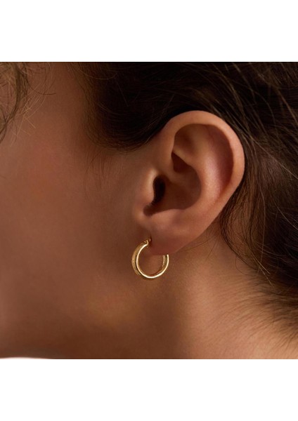 14 Ayar Altın Italyan Çizgi Desenli Halka Küpe 1,4 cm modelleri