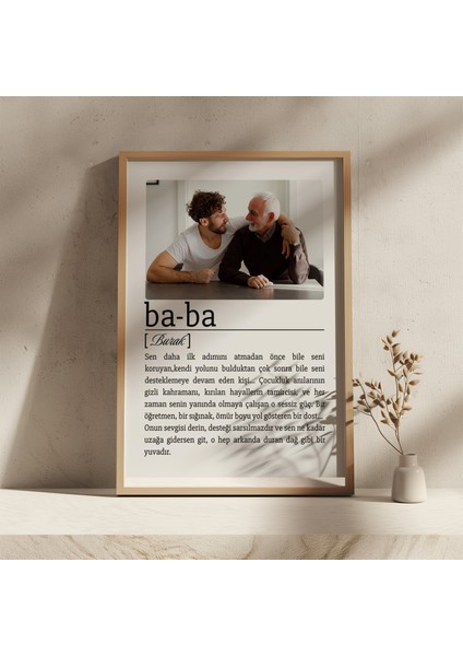 Minimalist Fotoğraflı Baba Tanımı Tasarım Tablo, Babalar Günü Hediyesi, Babalar Günü Tablosu fiyatları