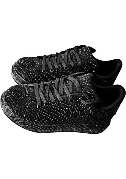 Taşlı Ipli Kalın Taban Ortopedik Bayan Spor Sneakers Ayakkabı