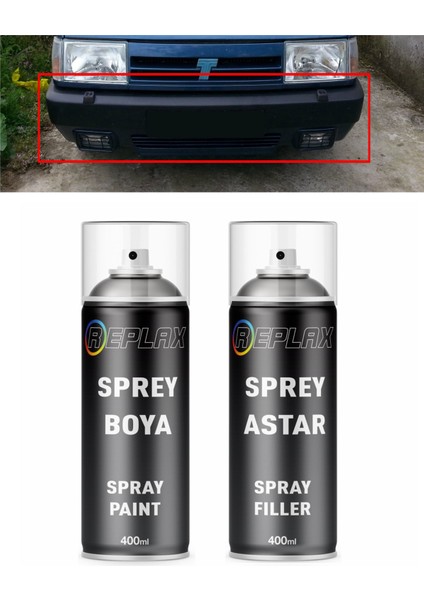 Parlak Siyah Dış Plastik Aksam Plastik Sprey Tampon Boyası + Plastik Yüzey Astarı