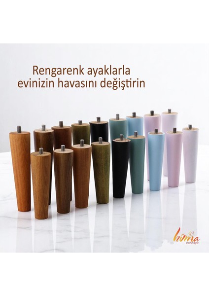 Ahşap Ayak 15 cm Ceviz M8 Civatalı Bağlantı Aparatlı Dolap Mobilya Koltuk Kanepe Destek Ayağı Ayakları