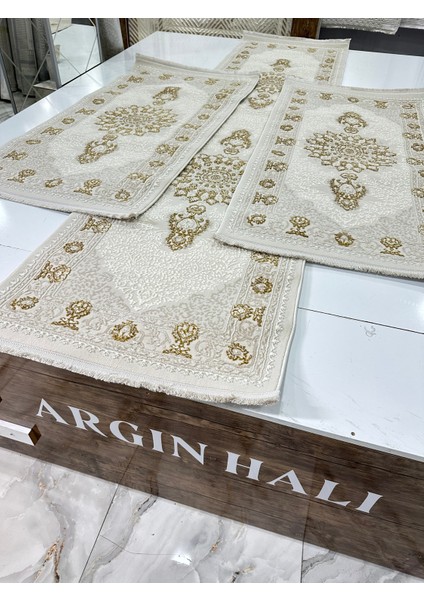 Yatak Odası Halısı 3'lü Gold Renk Gümüşsu Argın Halı