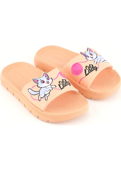 Kız Çocuk Yazlık Cat Lady Pu Rahat Taban Ev Banyo Havuz Plaj Terlik modelleri