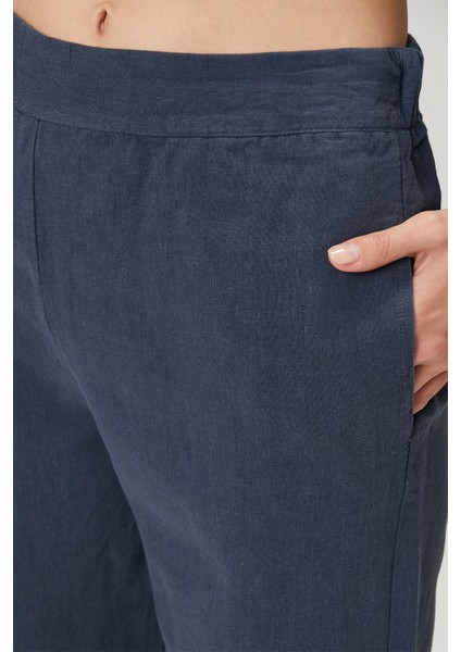 Lino Keten Pantolon Indigo