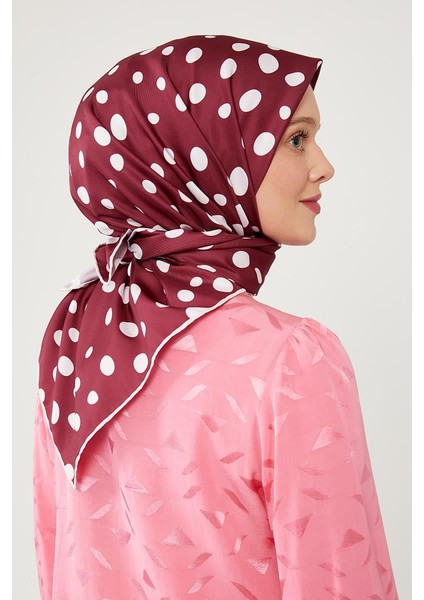 Bordo Puantiye Desen Twill Digital Eşarp fırsatları