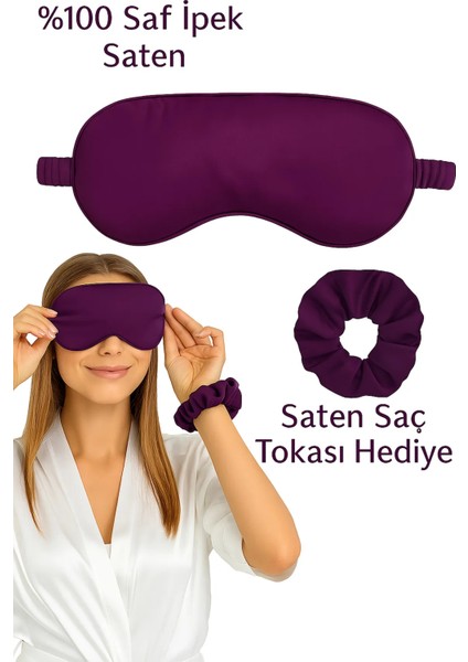 Pudra Pembe Saten Uyku Gözlüğü Göz Bandı Uyku Bandı