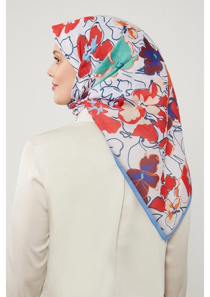 Mavi Yonca Desen Soft Cotton Eşarp modelleri