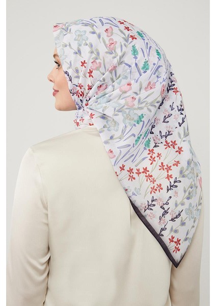 Koyu Lacivert Çiçekli Cotton Eşarp modelleri