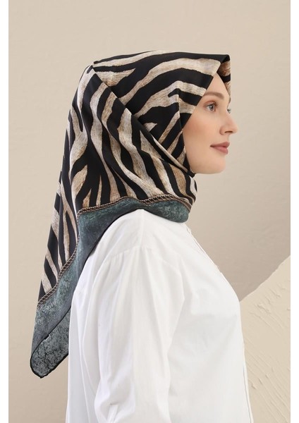 Petrol Mavisi Twill Digital Eşarp