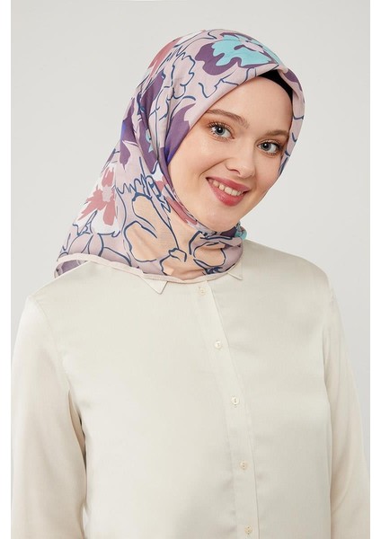 Koyu Somon Yonca Desen Soft Cotton Eşarp