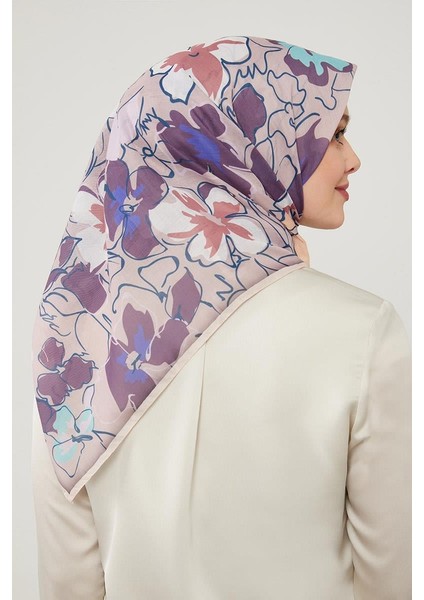 Koyu Somon Yonca Desen Soft Cotton Eşarp