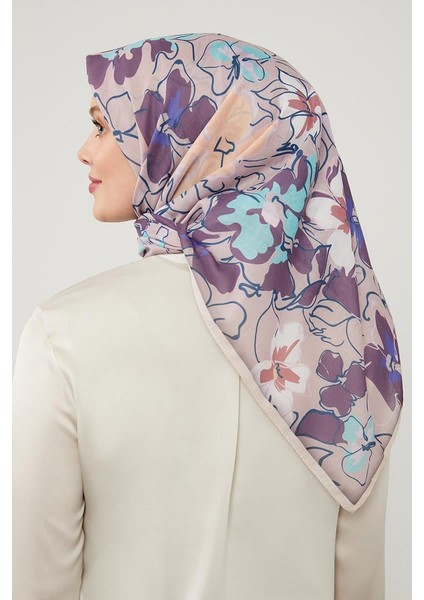 Koyu Somon Yonca Desen Soft Cotton Eşarp
