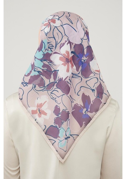 Koyu Somon Yonca Desen Soft Cotton Eşarp