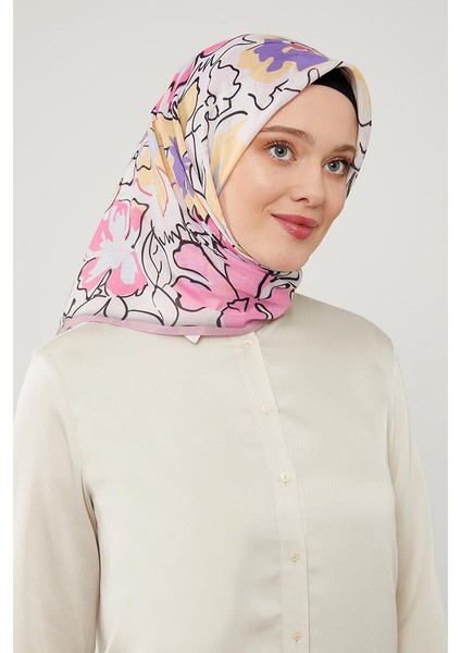 Şeker Pembesi Yonca Desen Soft Cotton Eşarp
