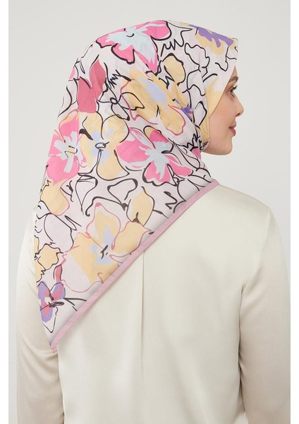 Şeker Pembesi Yonca Desen Soft Cotton Eşarp