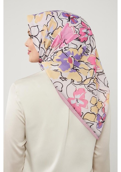 Şeker Pembesi Yonca Desen Soft Cotton Eşarp
