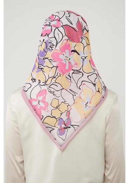 Şeker Pembesi Yonca Desen Soft Cotton Eşarp