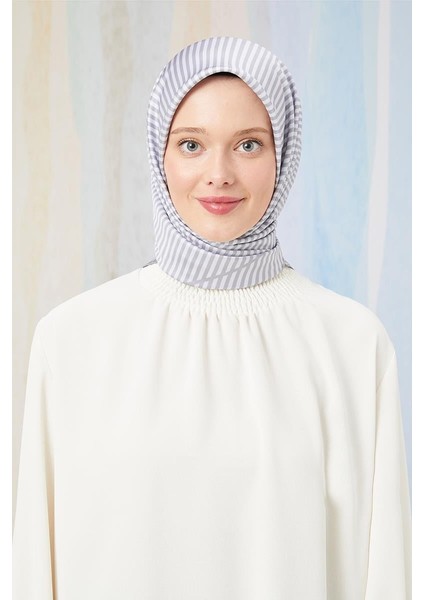 Gri Çizgili Twill Digital Eşarp fiyatları