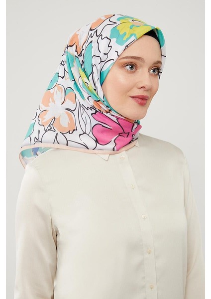 Yeşil Yonca Desen Soft Cotton Eşarp