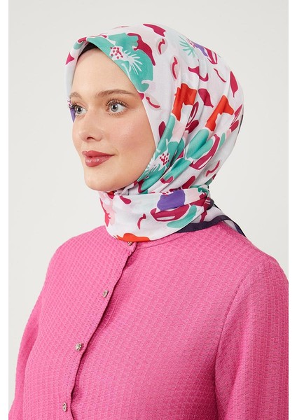 Yeşil Soyut Çiçek Desen Cotton Eşarp