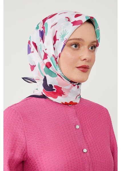 Yeşil Soyut Çiçek Desen Cotton Eşarp modelleri