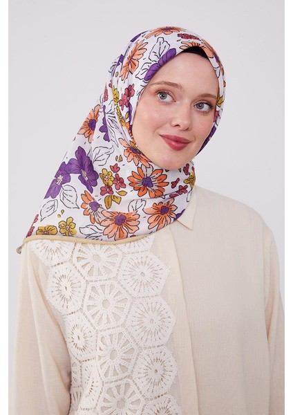 Eflatun Papatya Cotton Eşarp