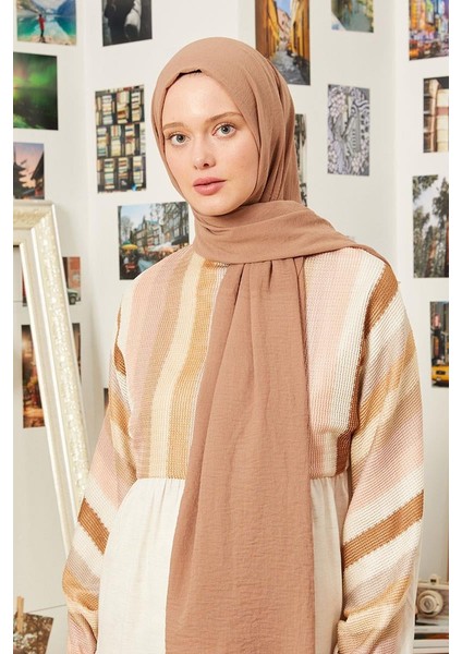 Açık Kahverengi Maxi Cotton Şal