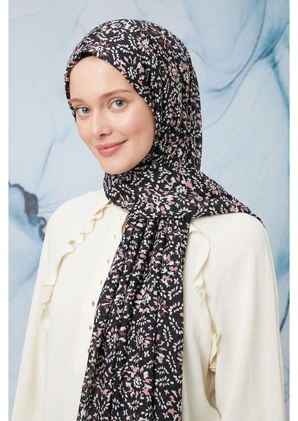 Gece Siyahı Tomurcuk Desen Cotton Şal fiyatları