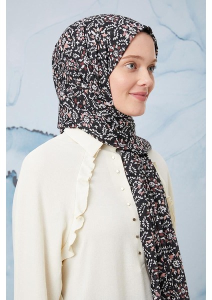 Gece Siyahı Tomurcuk Desen Cotton Şal modelleri