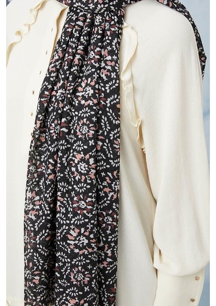Gece Siyahı Tomurcuk Desen Cotton Şal fırsatları