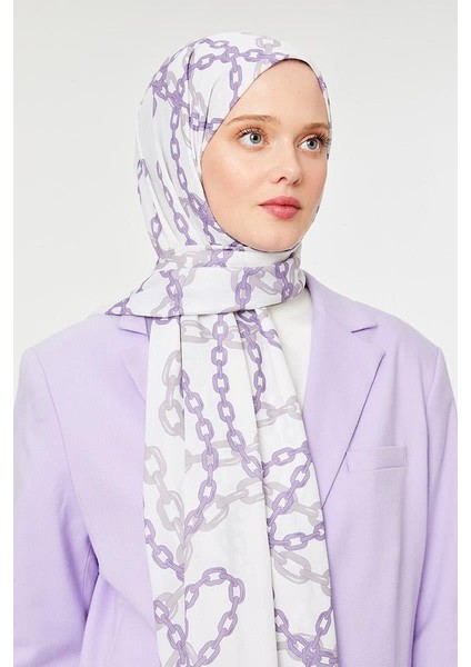 Menekşe Zincir Desen Mono Şal