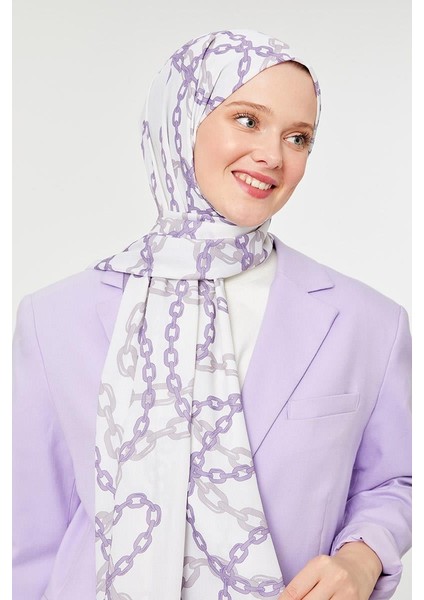 Menekşe Zincir Desen Mono Şal modelleri