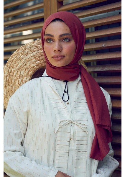 Bordo Touch Pamuk Şal