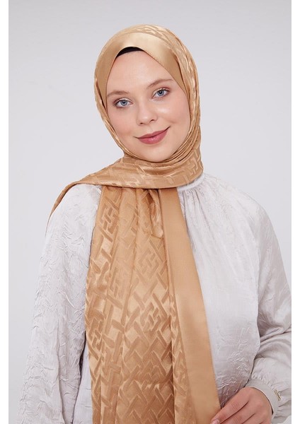 Gold Geometrik Desen Deluxe Devore Şal