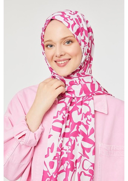 K.Fuşya Yonca Desen Mono Şal