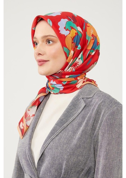 Kırmızı Soyut Çiçek Desen Cotton Eşarp fiyatları